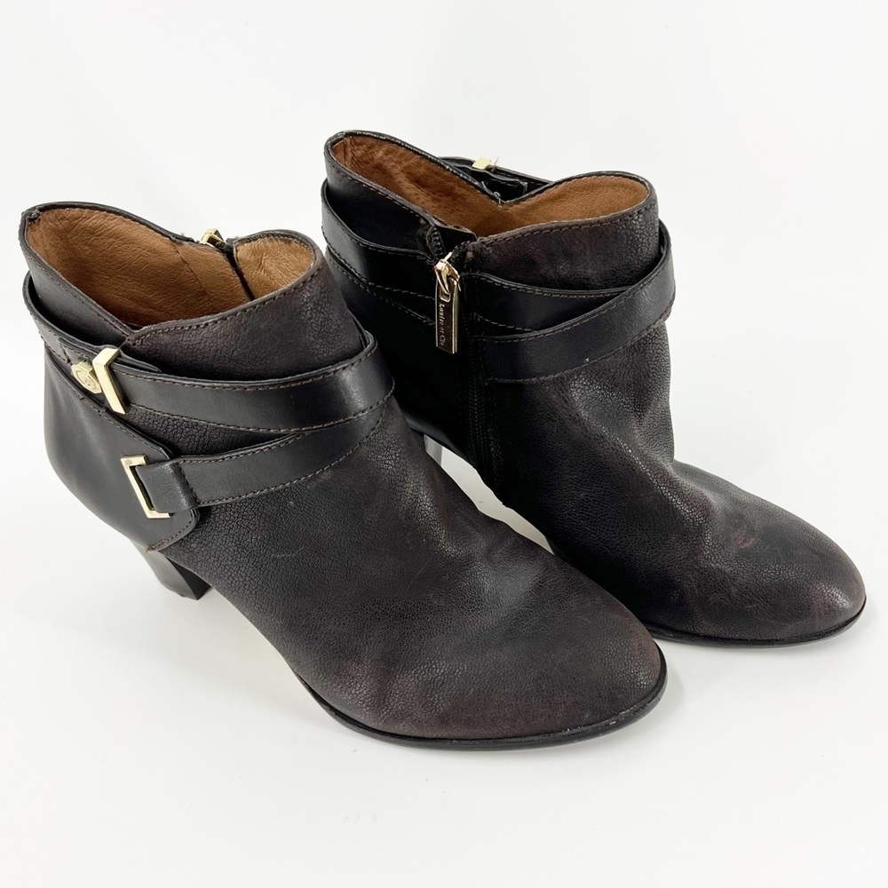 ✅ Louise Et Cie Lo Ranier Leather Ankle Booties Brown Size 9.5 Distressed